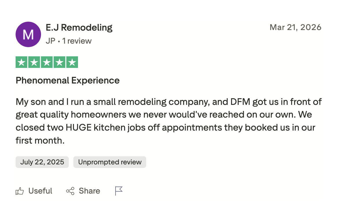Trustpilot review from a Direct Flow Marketing client
