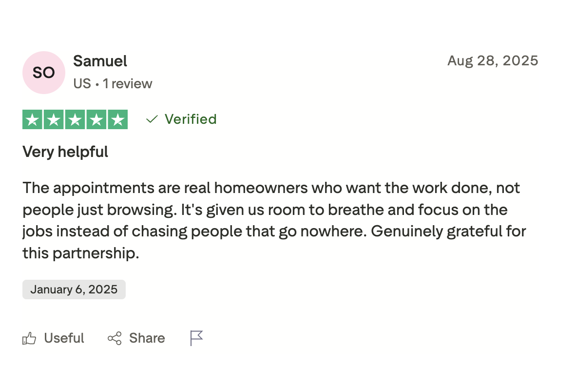 Trustpilot review from a Direct Flow Marketing client